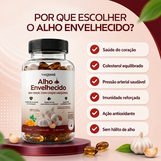 Cápsulas Gelatinosas de Alho Envelhecido Sem Odor – Auxilia na Vitalidade Cardiovascular