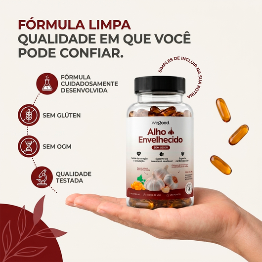 Cápsulas Gelatinosas de Alho Envelhecido Sem Odor – Auxilia na Vitalidade Cardiovascular