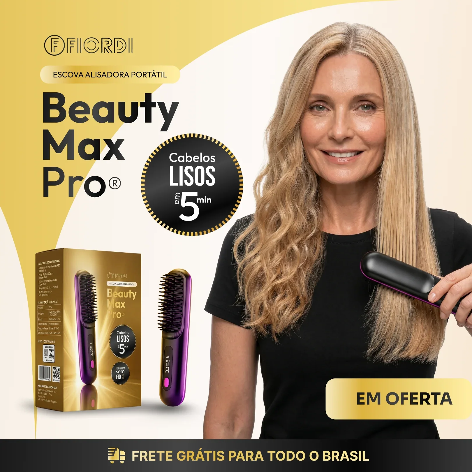 Escova Alisadora Portátil - BeautyMax Pro™