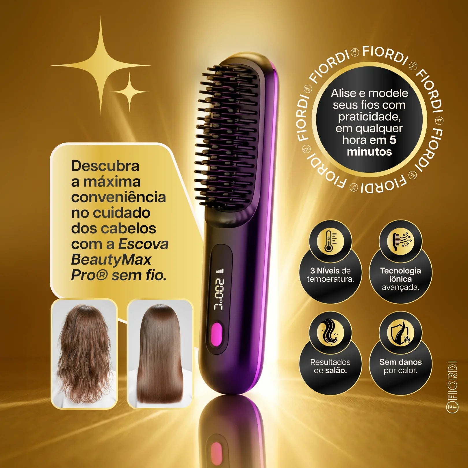Escova Alisadora Portátil - BeautyMax Pro™